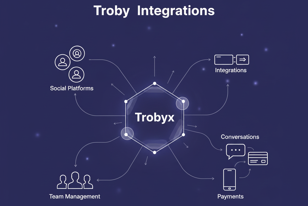 A visual showing a user setting up data sync between a third-party tool like Microsoft Dynamics 365 so data flows between Microsoft Dynamics and Trobyx.